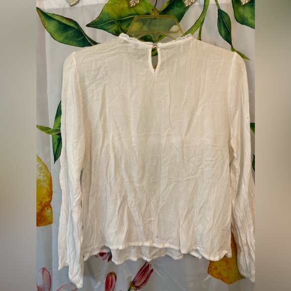 Papaya Cream color long sleeve Embroidery Blouse size large - Picture 4 of 13